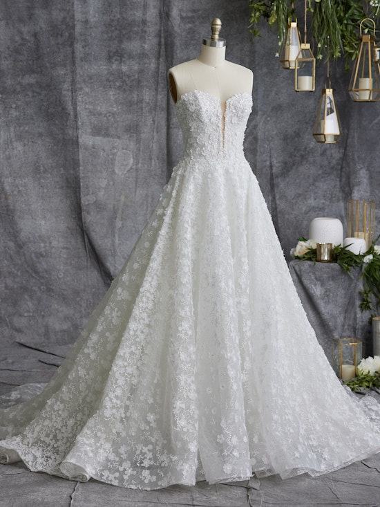 Afton 3D Floral Plunging Neckline Wedding Gown| Sottero and Midgley