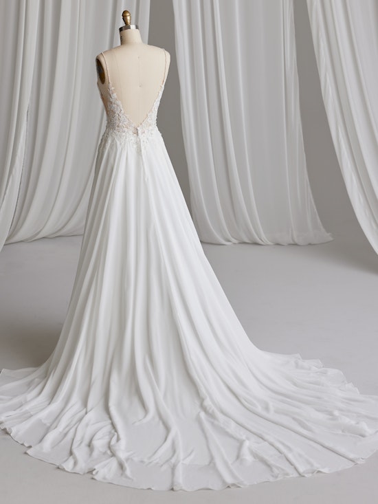 Tierney Deep V-Neck Chiffon Wedding Dress | Rebecca Ingram