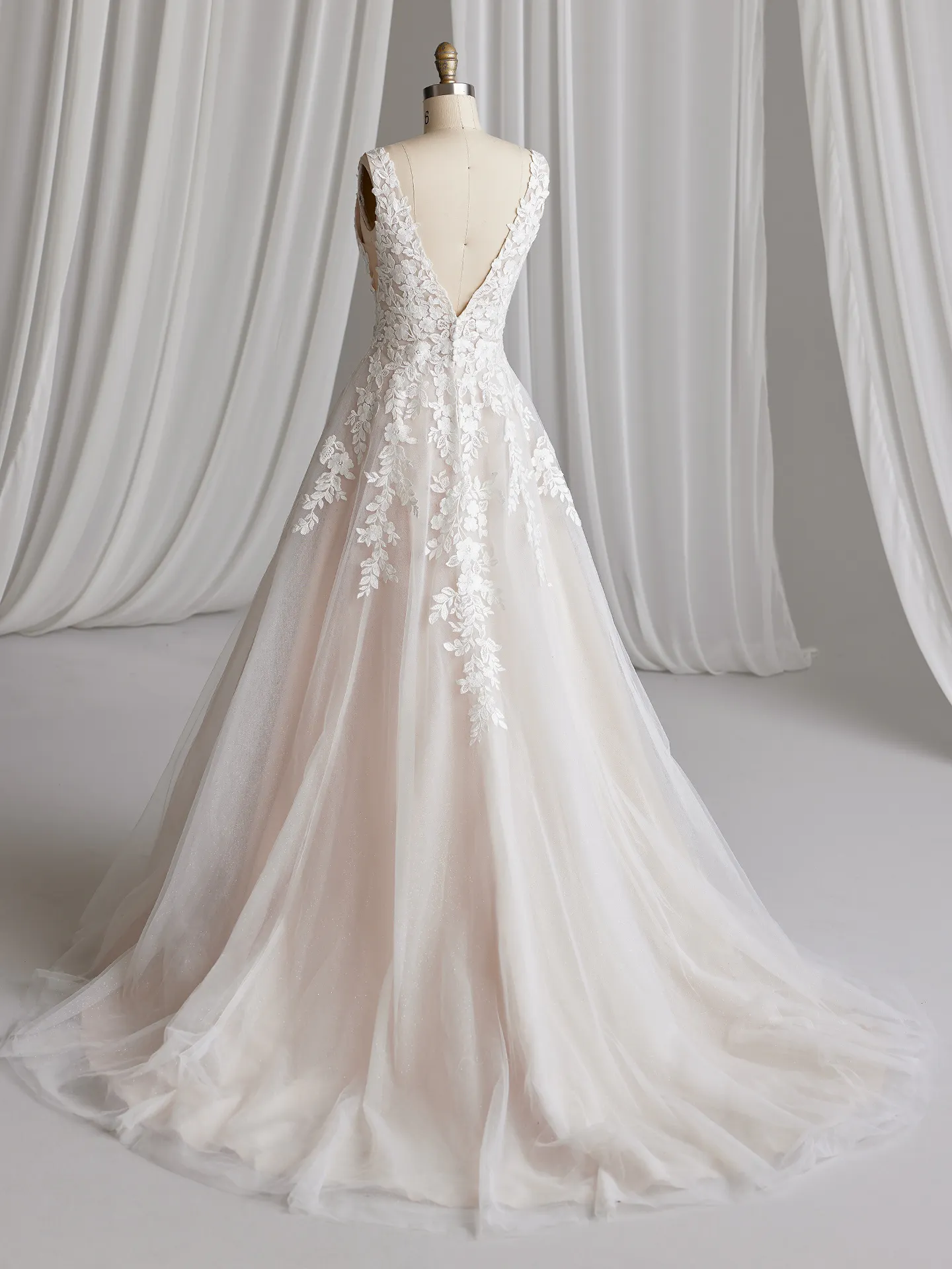 Maggie Sottero Alexandria wedding dress back view with lace details