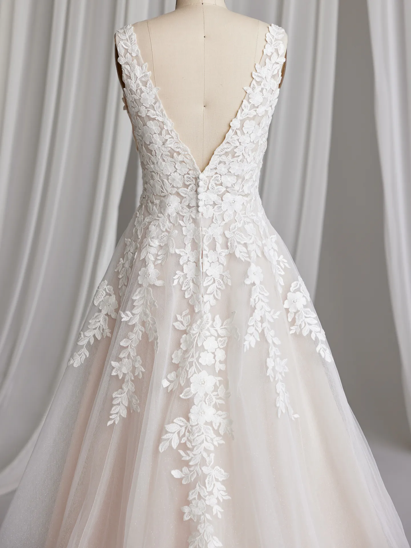 Maggie Sottero Alexandria back view lace floral wedding dress