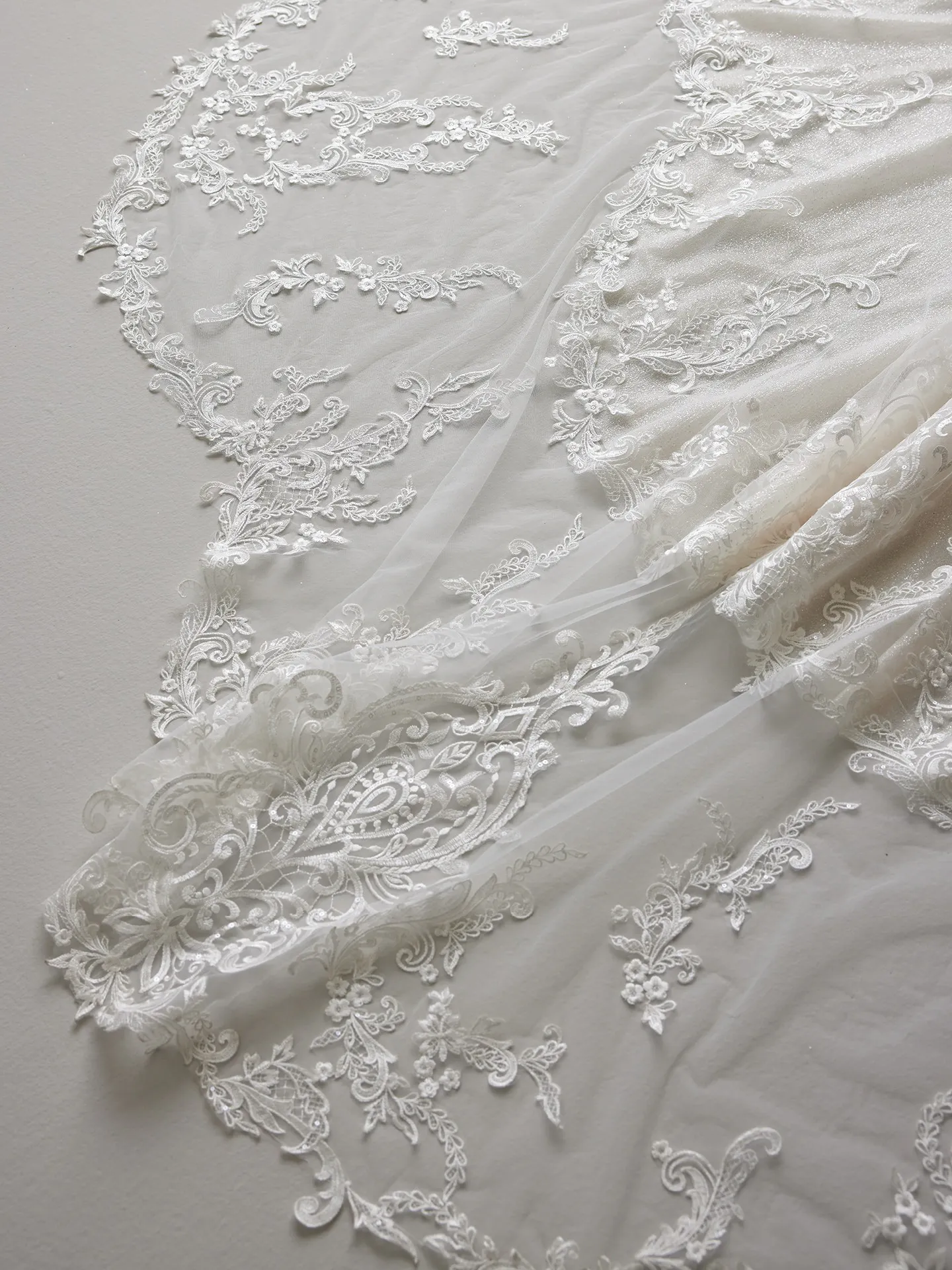 Frederique cathedral-length veil with intricate lace detail Maggie Sottero