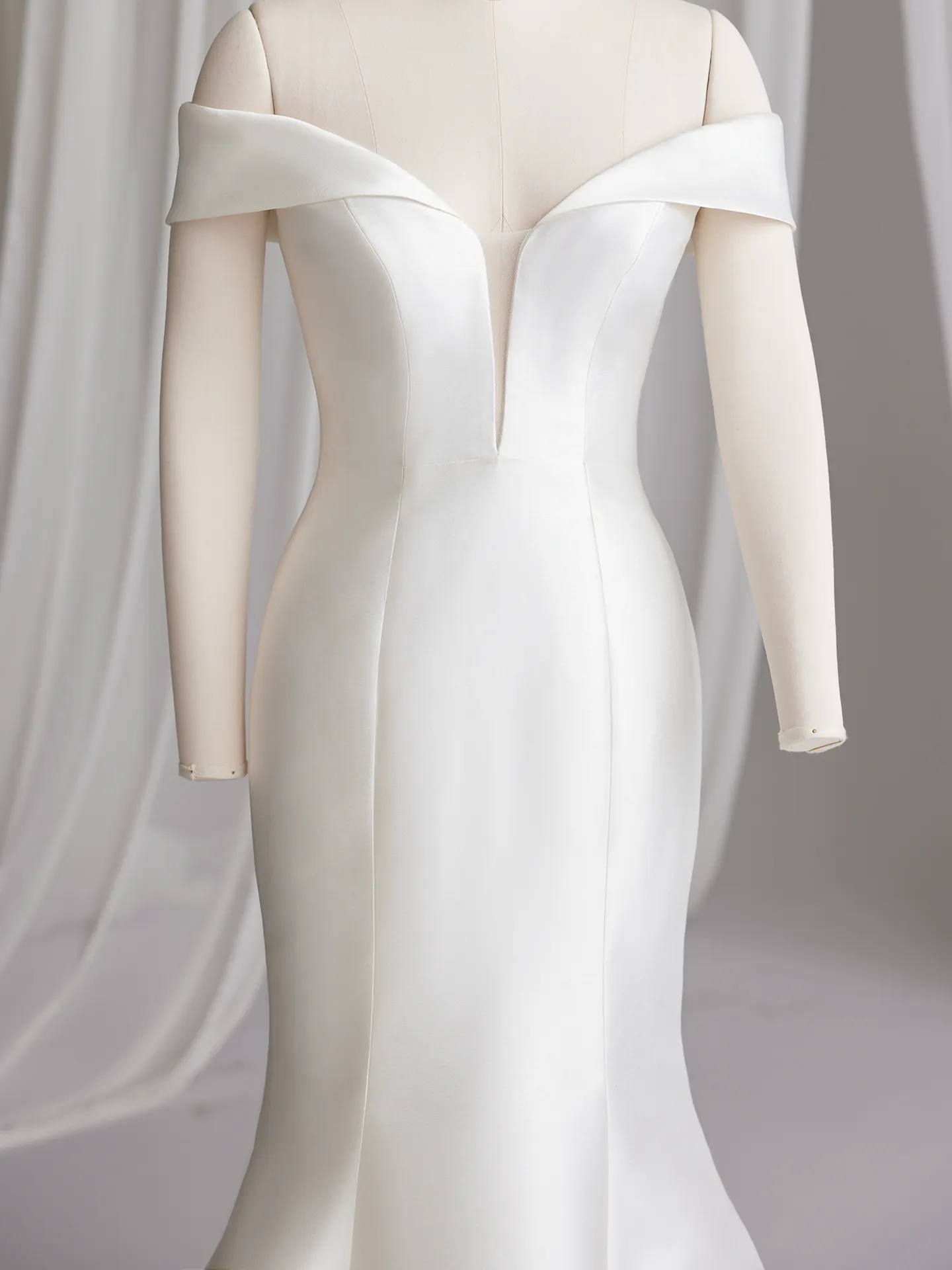 Rebecca Ingram off-the-shoulder fit-and-flare wedding dress front view