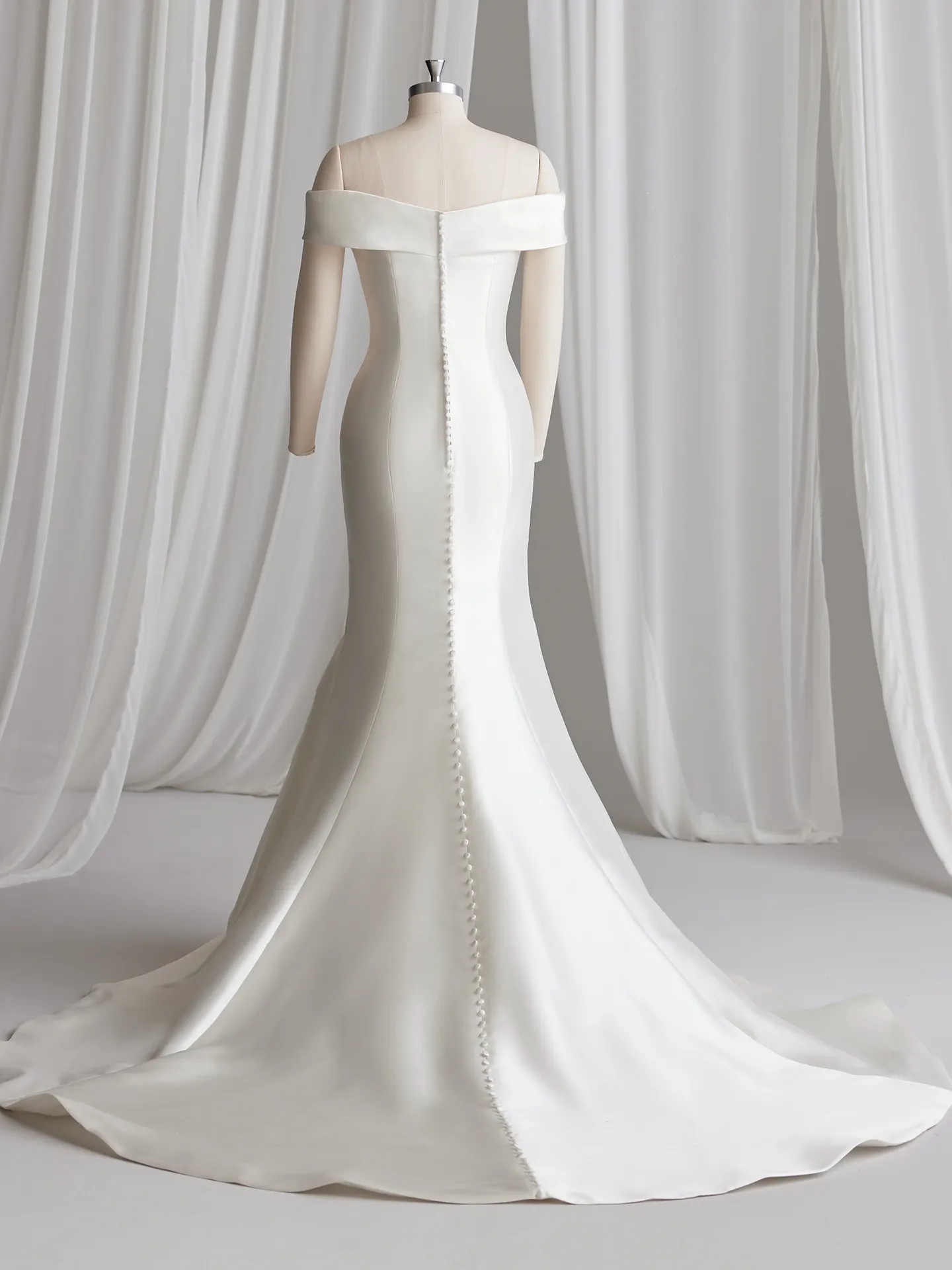Rebecca Ingram off-the-shoulder fit-and-flare dress back view