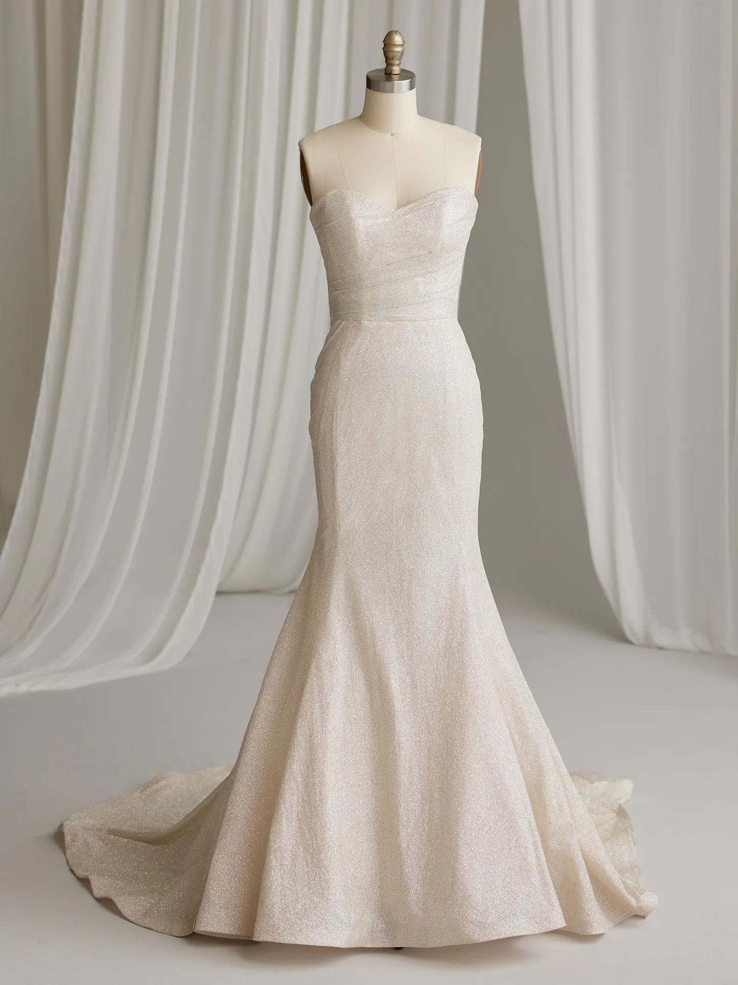 Maggie Sottero Anniston Lane glitter fit-and-flare gown front view