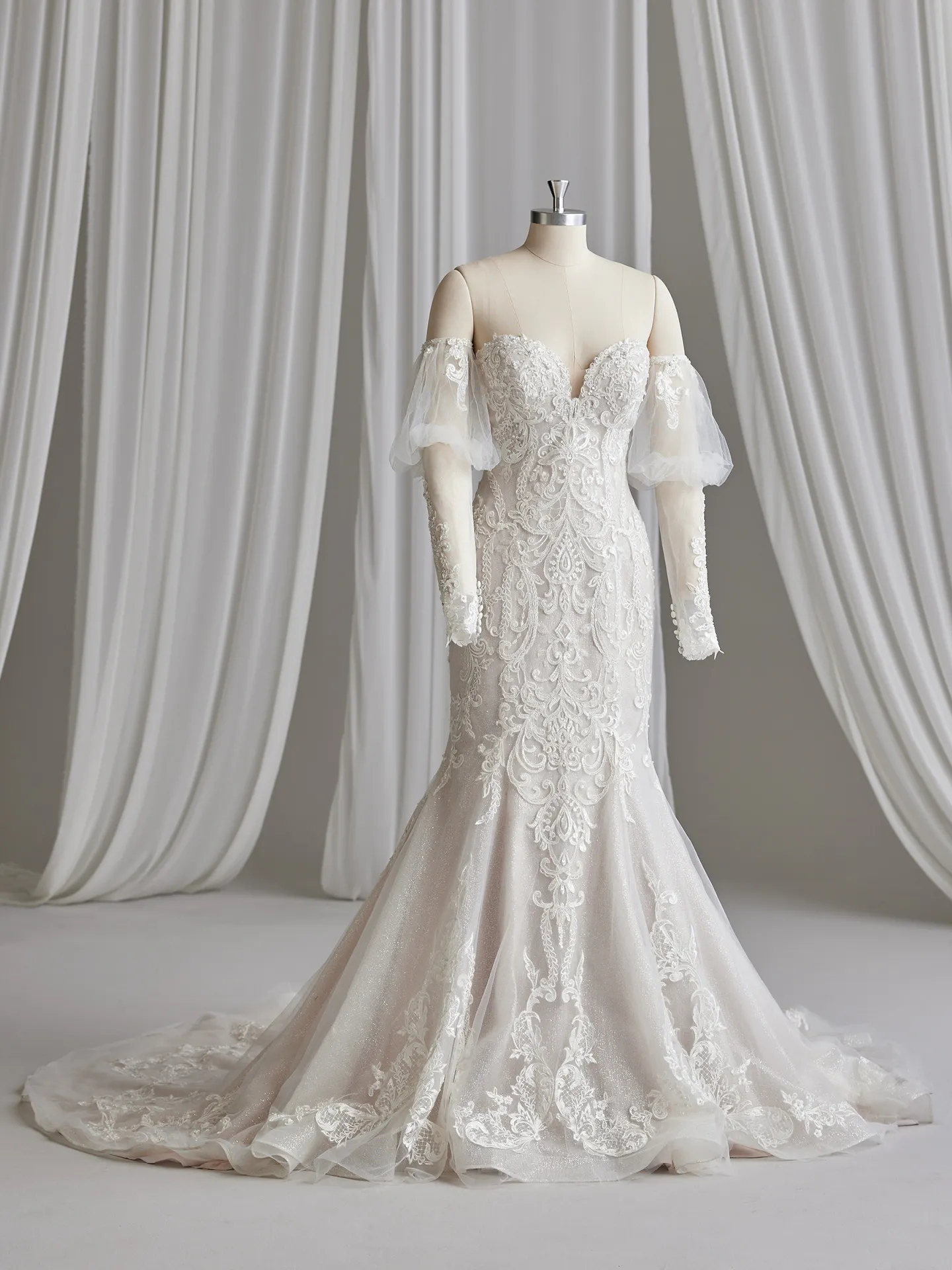 Maggie Sottero Frederique off-the-shoulder bridal dress front view