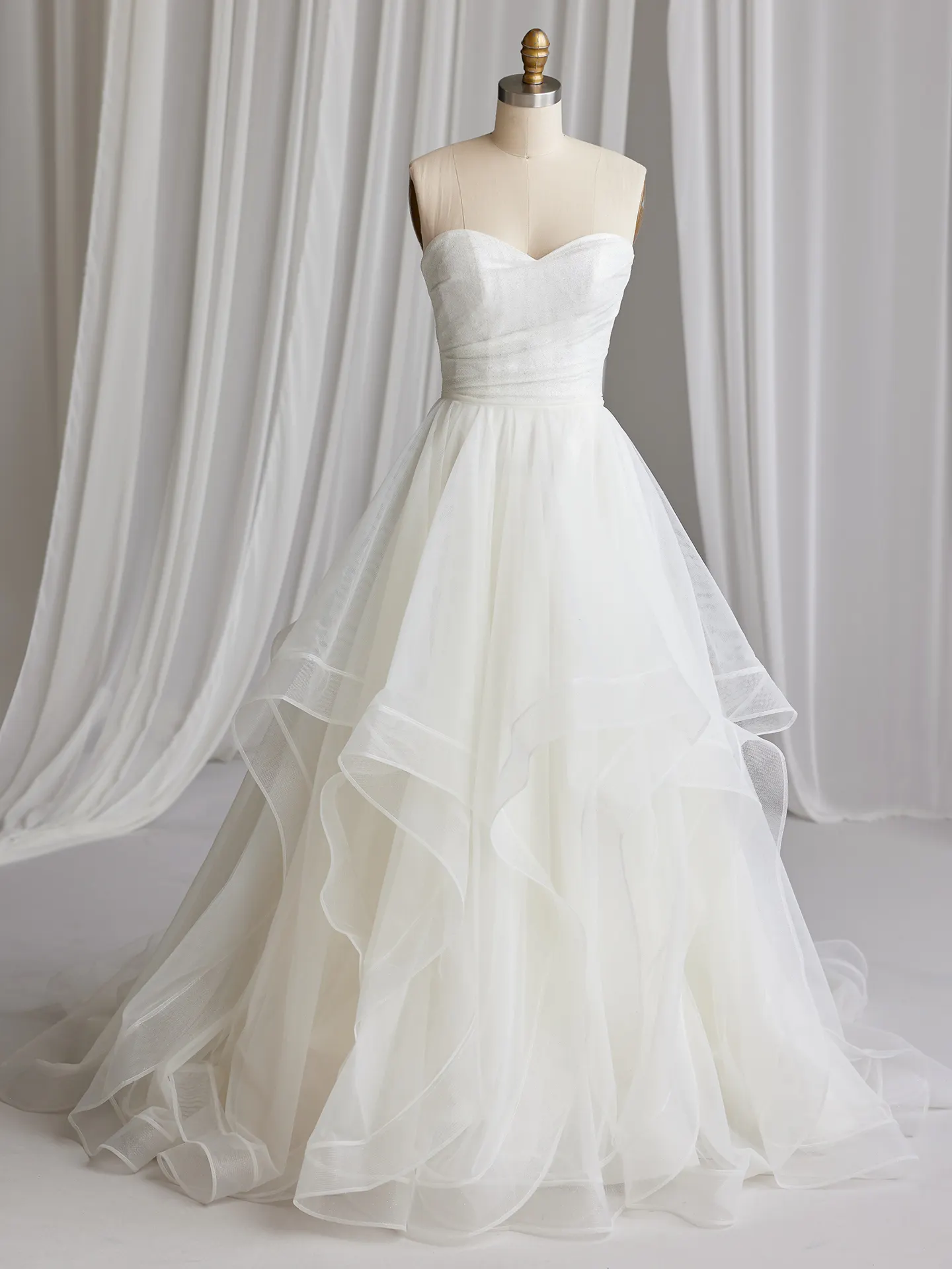 Maggie Sottero Anniston Lane glitter fit-and-flare gown front view