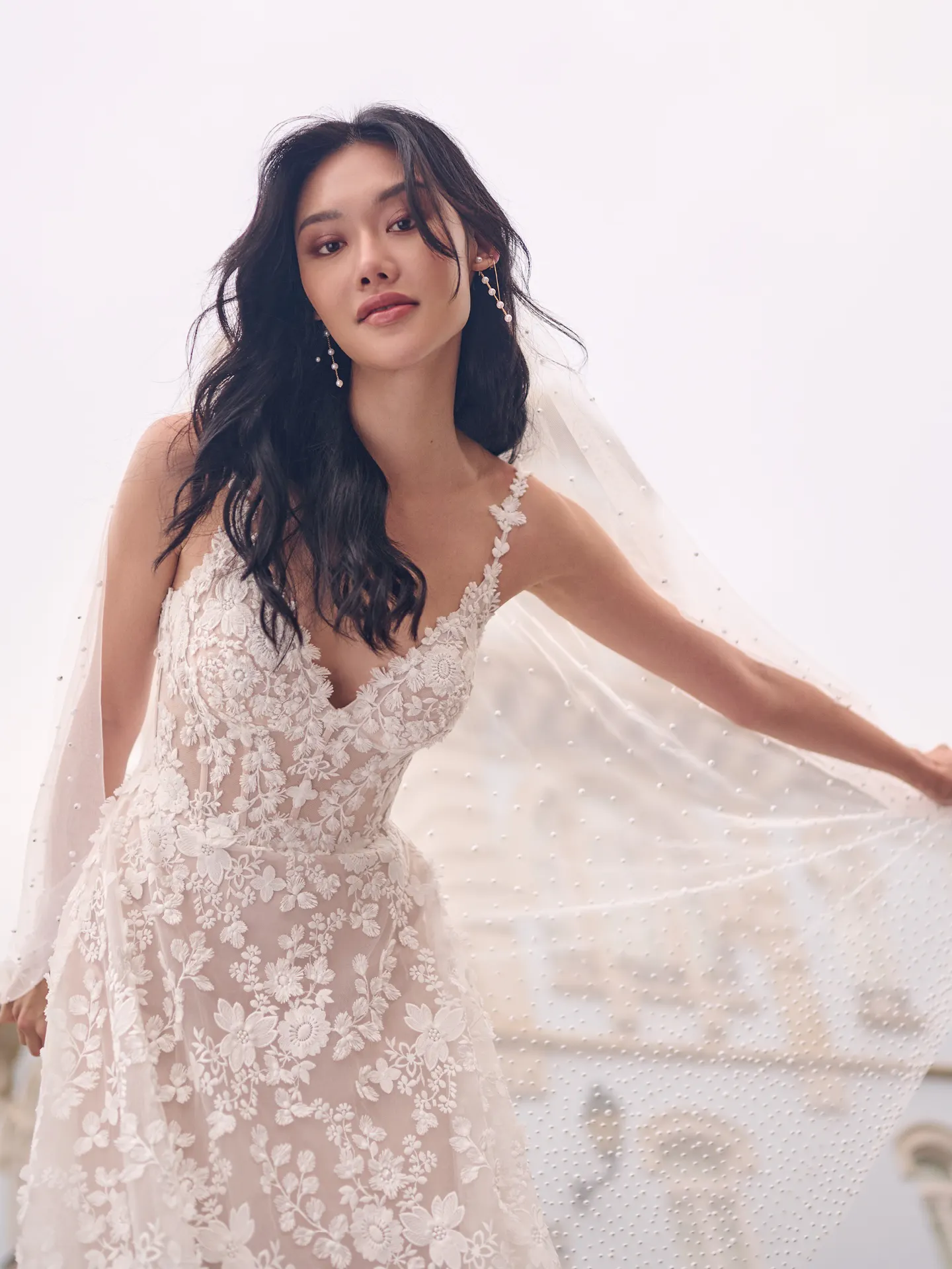 Ladonna floral lace wedding dress front view Maggie Sottero
