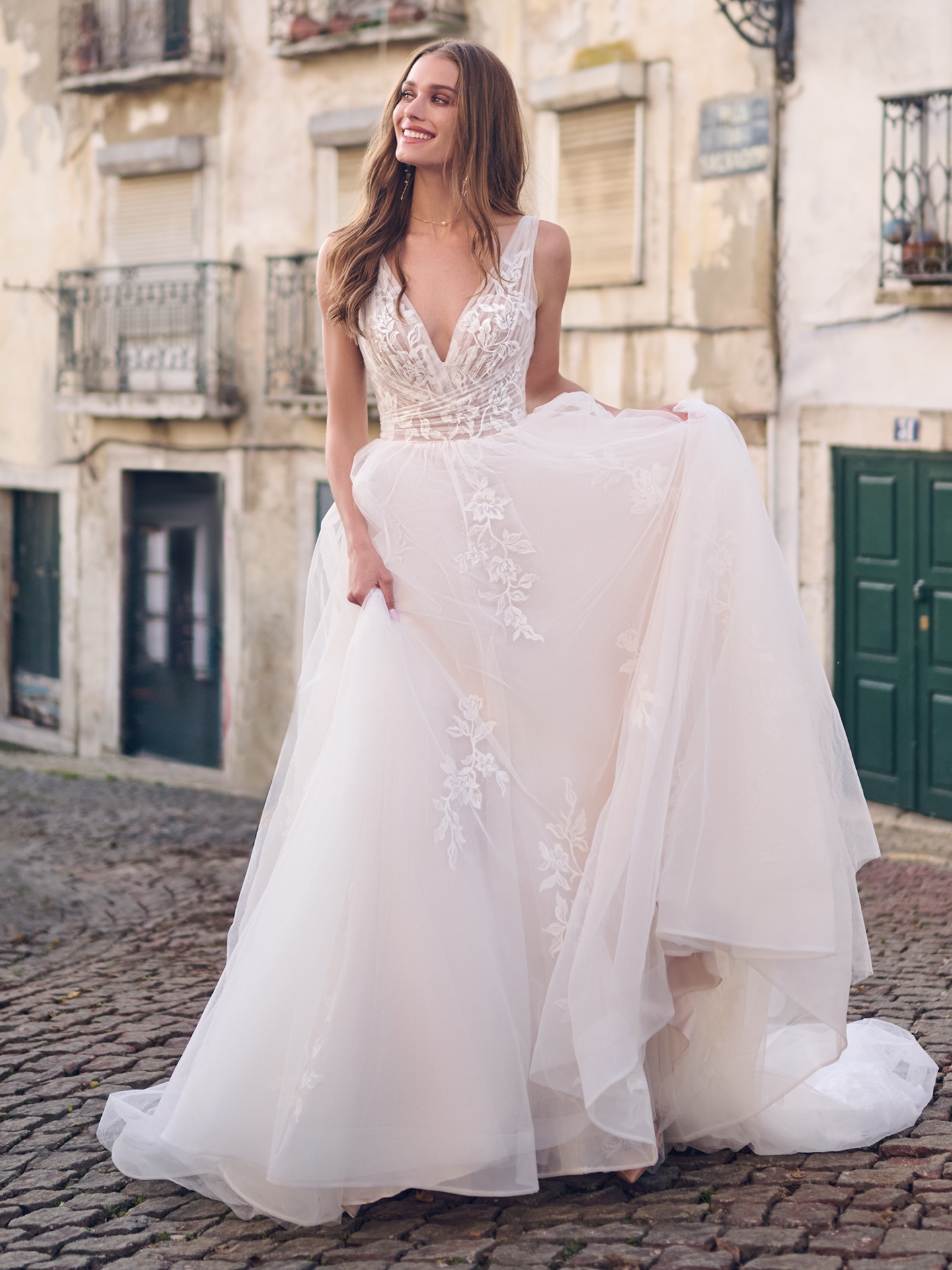 Teona Ruched Tulle And Lace Wedding Gown | Maggie Sottero