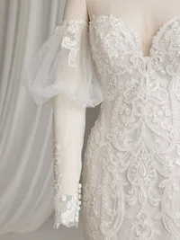 Sexy long lace detachable wedding sleeves with beaded and romantic details