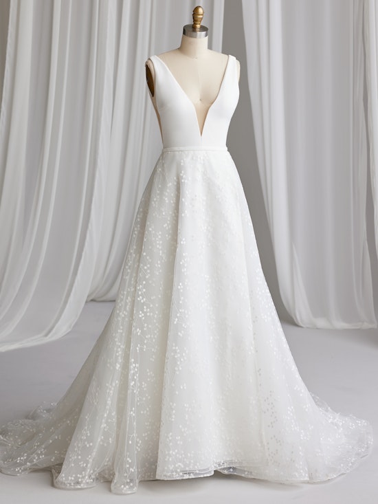 Brannagh Floral Lace and Crepe Wedding Gown