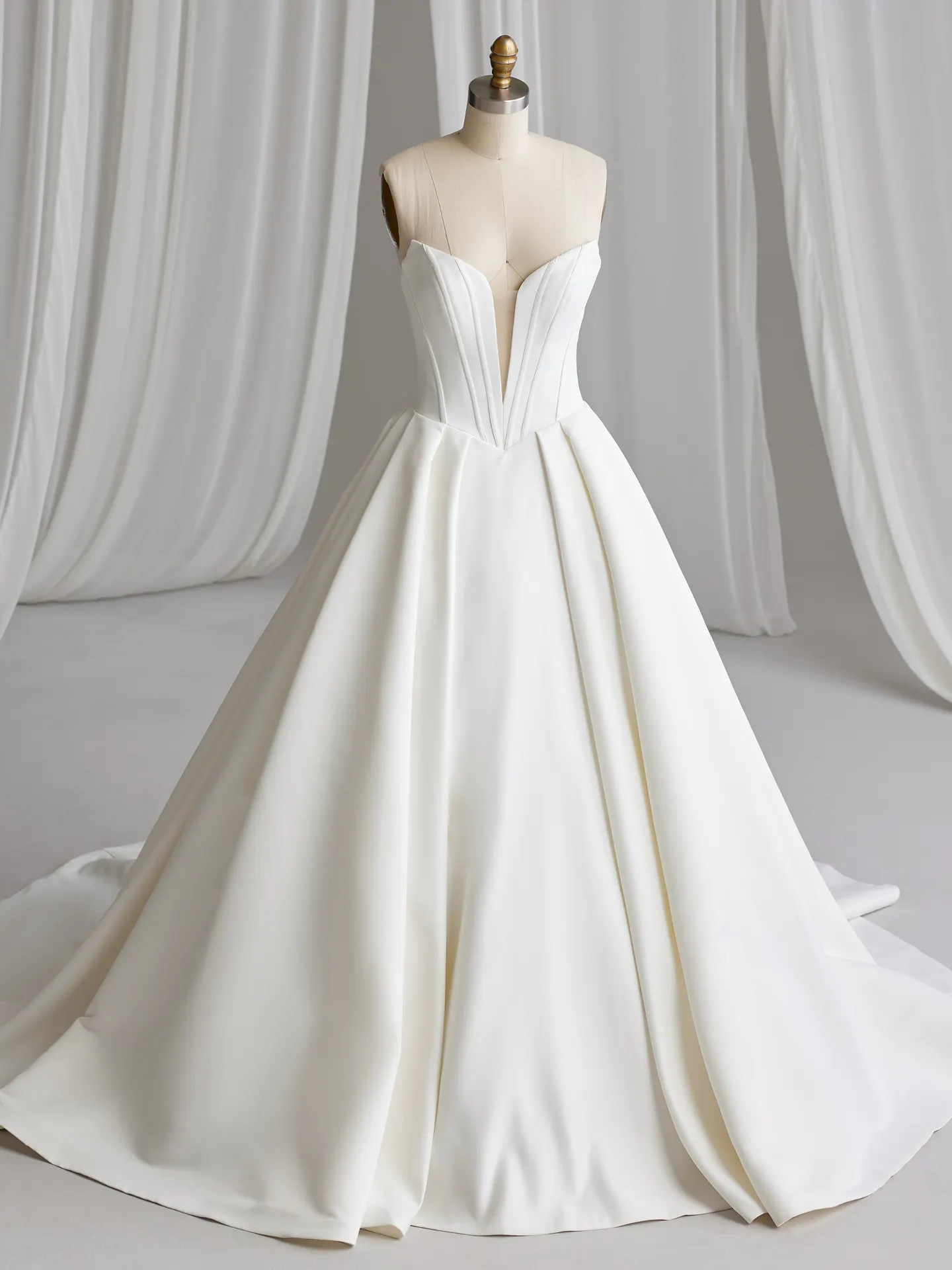 Maggie Sottero Derrick satin V-neckline ballgown front view