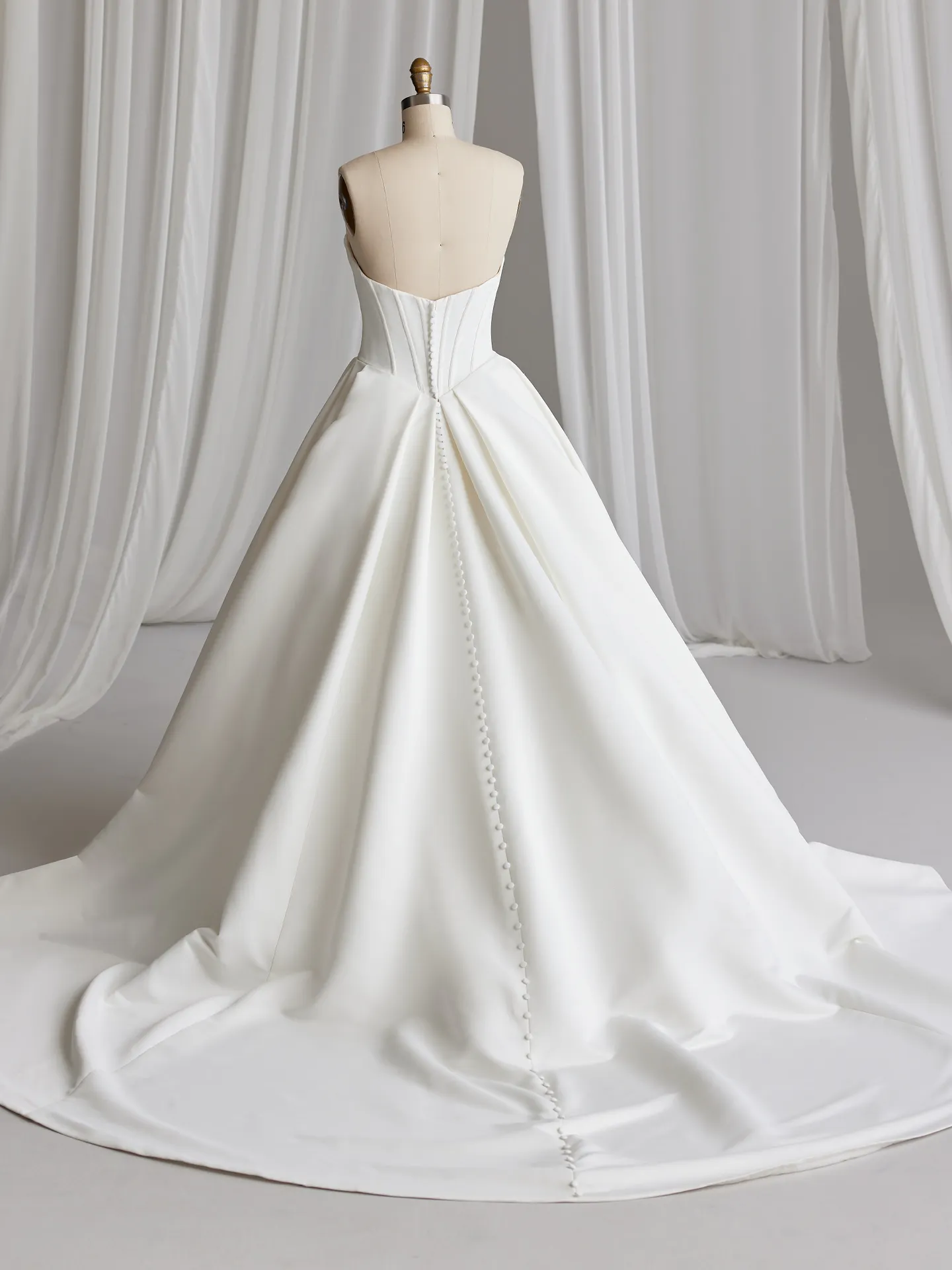 Maggie Sottero Derrick satin dress back view with buttons