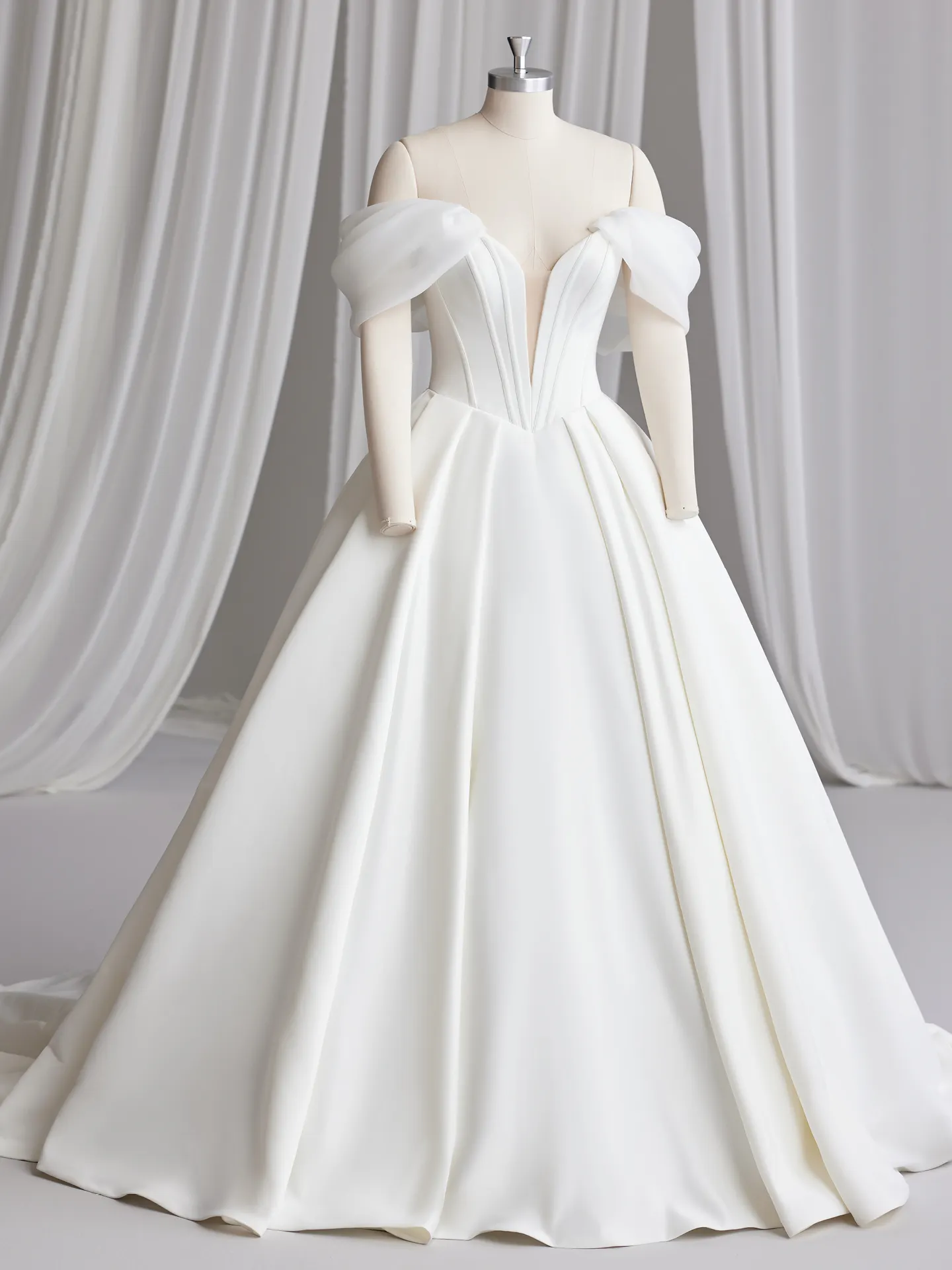 Maggie Sottero Derrick satin bridal gown front view