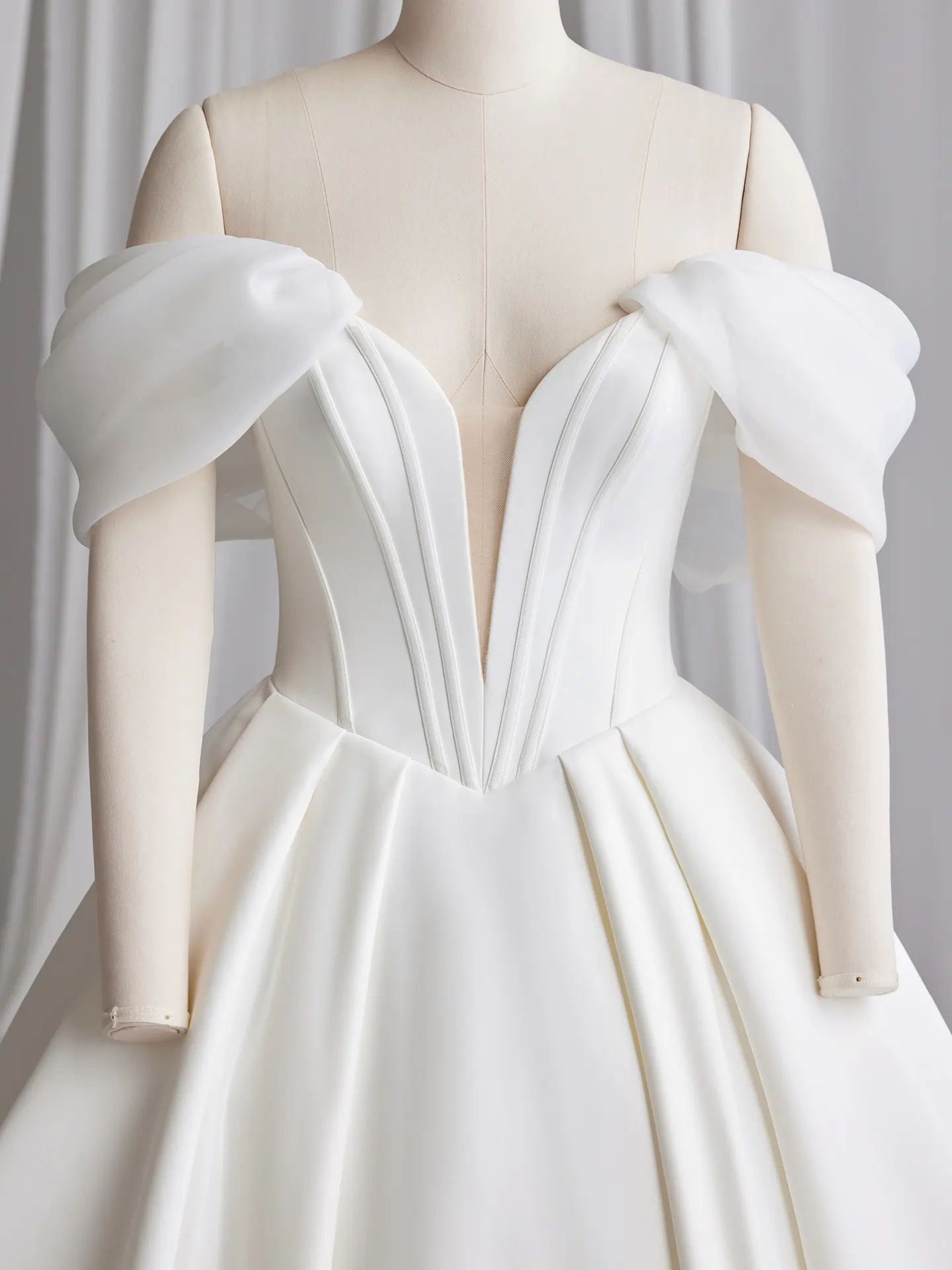 Maggie Sottero Derrick satin V-neck gown front view