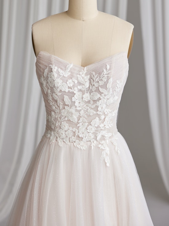 Kiandra Strapless Cat Eye Neckline Bridal Dress | Rebecca Ingram