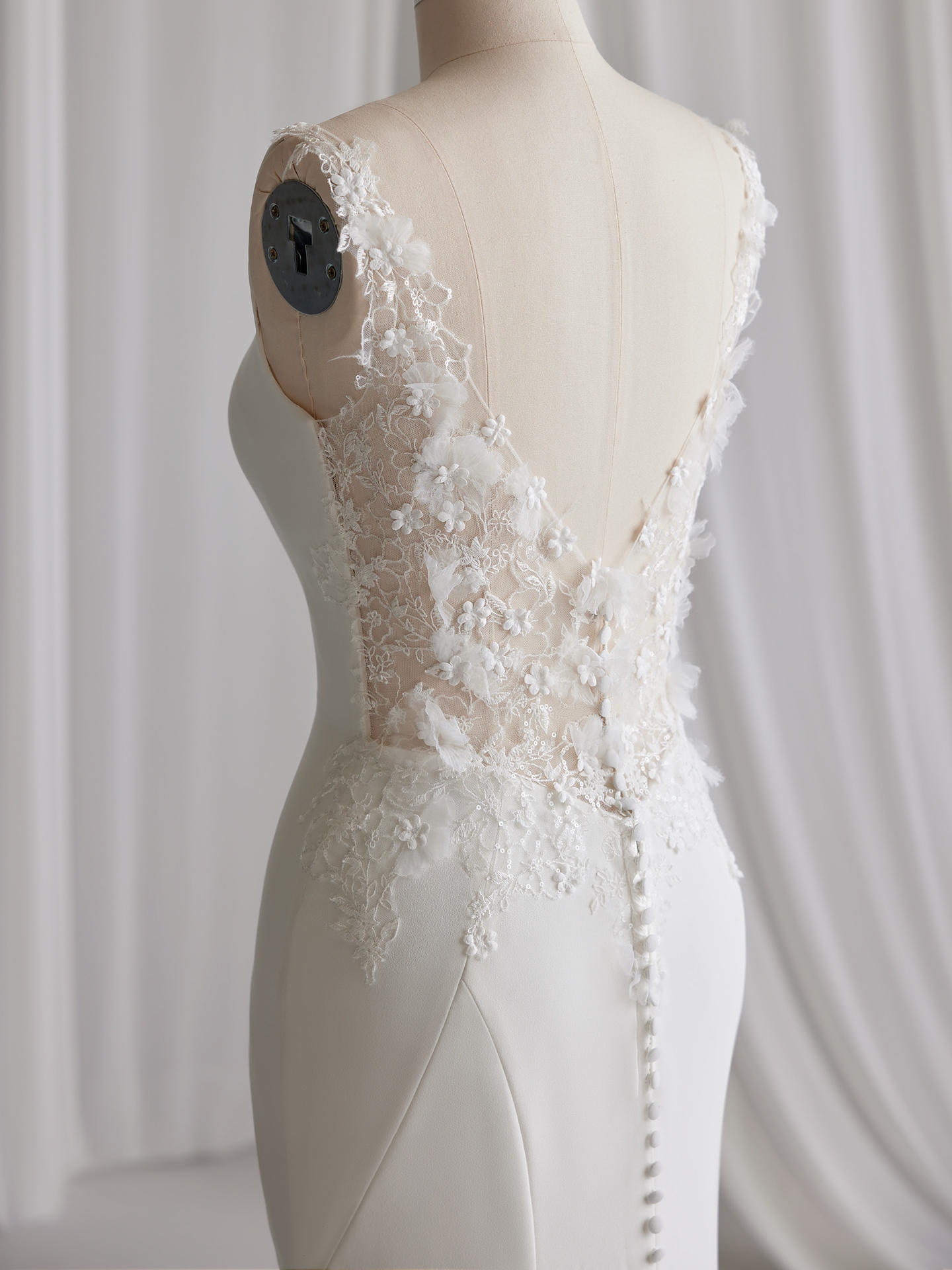Joy 3D Floral Lace Crepe Wedding Gown | Rebecca Ingram