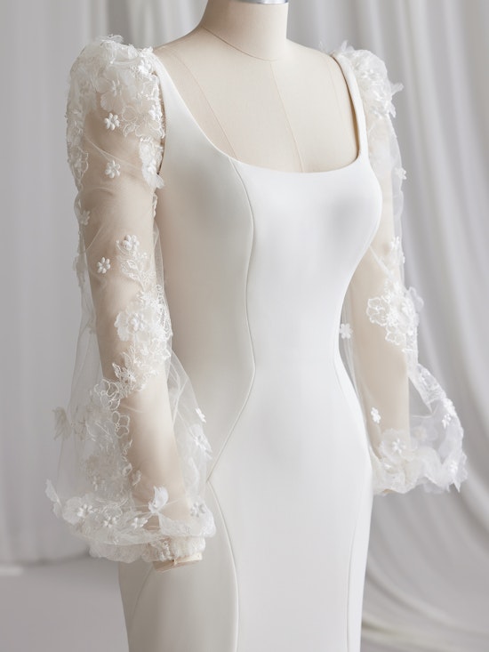 Joy 3D Floral Lace Crepe Wedding Gown | Rebecca Ingram