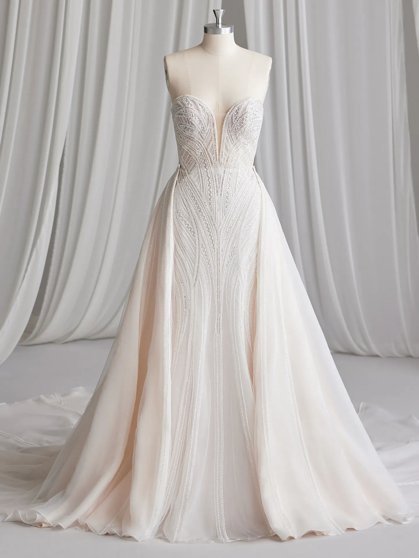 Sottero and Midgley Positano front view organza bridal train