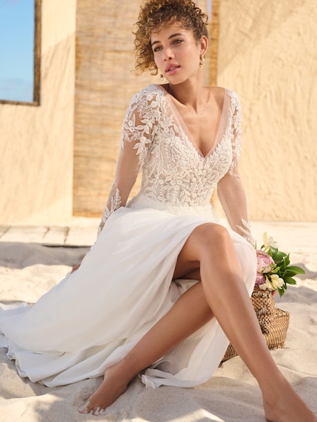 Summer Bohemian Illusion Lace Mermaid Bohemian Wedding Dress With Removable  Train And Half Sleeves Satin Country Bride Gown From Bridalstore, $90.46