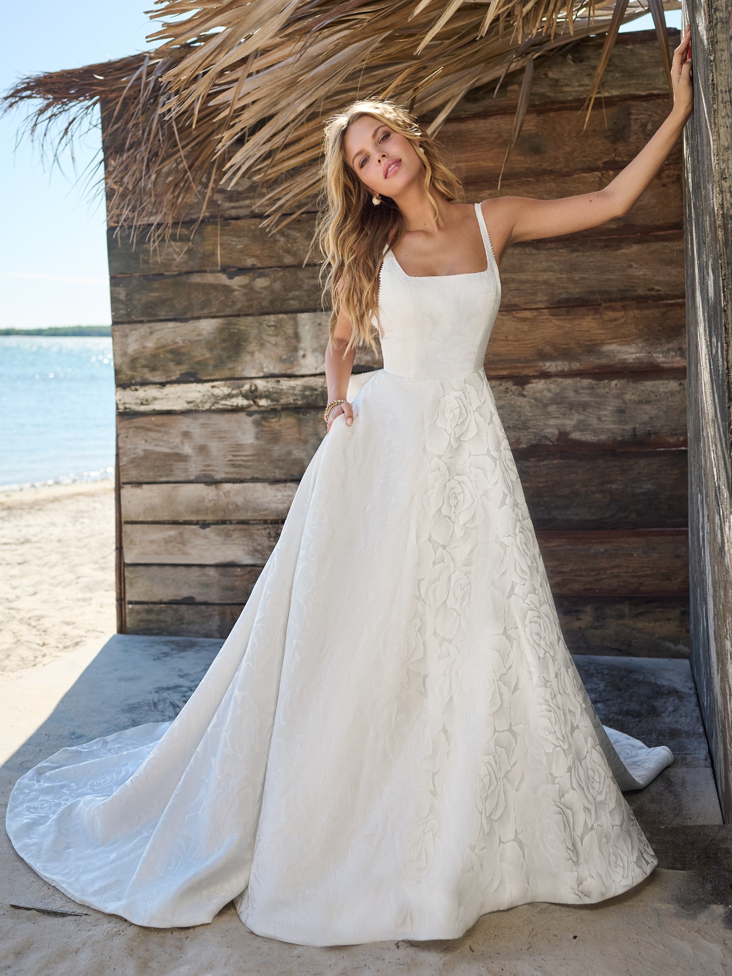 Brocade lace 2024 wedding dress