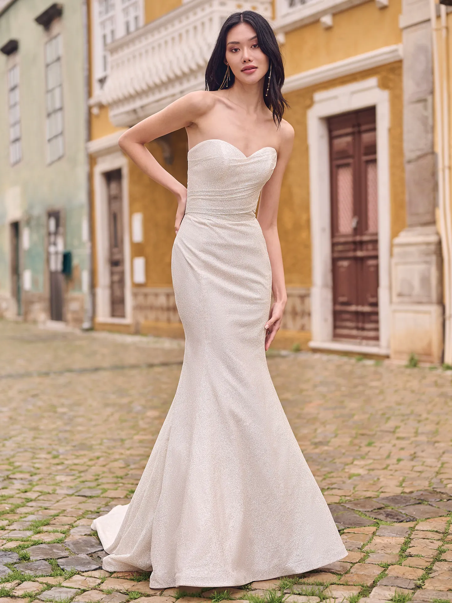 Maggie Sottero Anniston Lane front view in outdoor setting