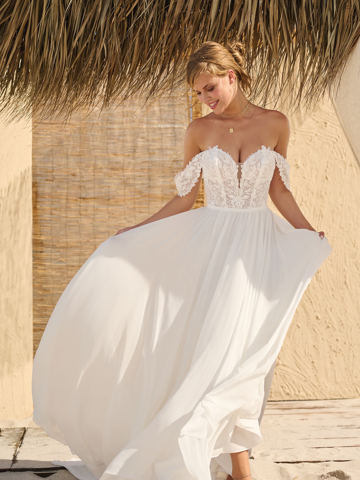 Vaughn Sweetheart Neckline Chiffon Bridal Dress | Rebecca Ingram