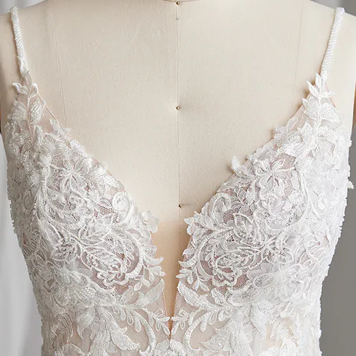 Rebecca Ingram Lizzy A-Line gown front view with lace detail