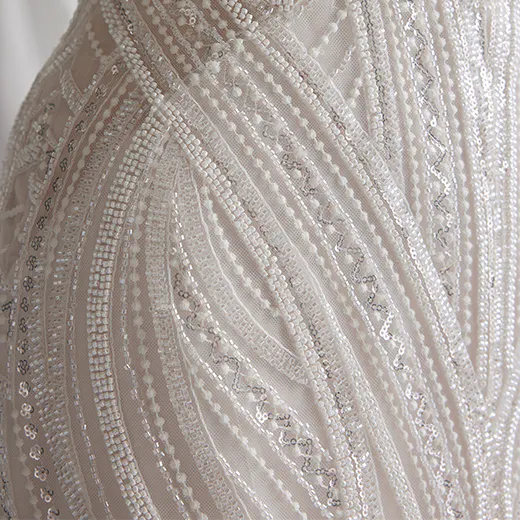 Sottero and Midgley Positano beaded mermaid gown close-up detailing.