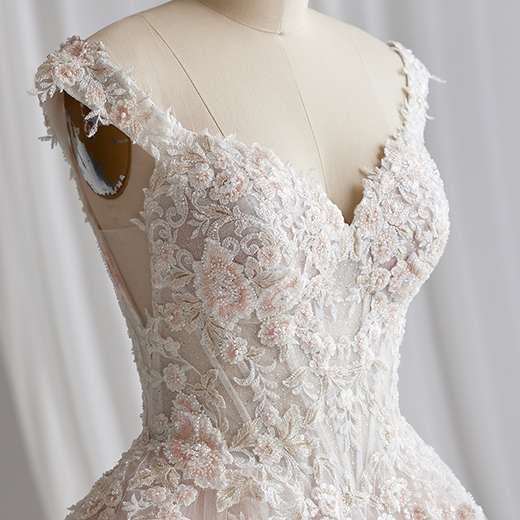 Bisette Portrait Neckline Lace Wedding Dress | Sottero and Midgley