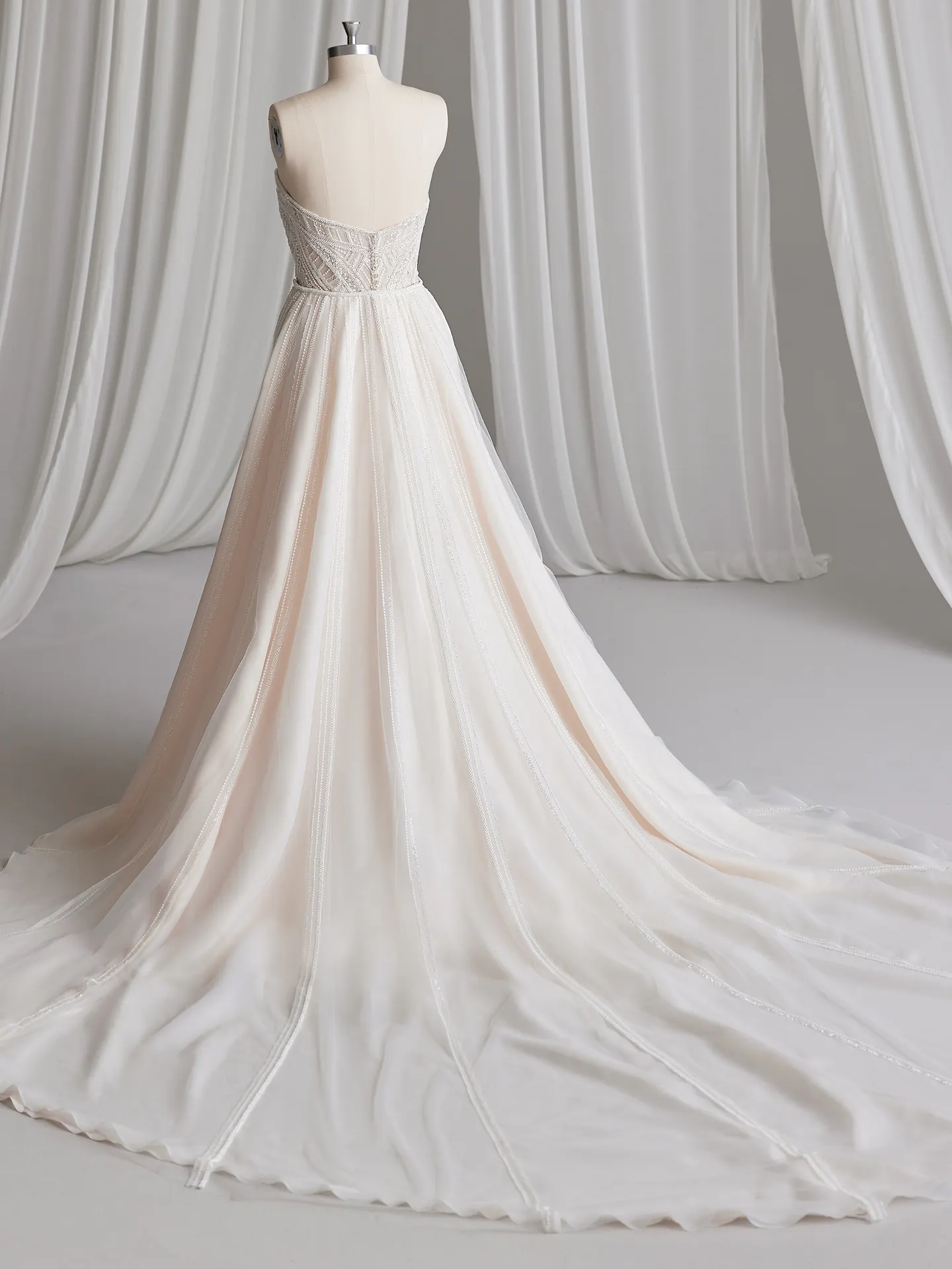 Sottero and Midgley Positano organza bridal train back view