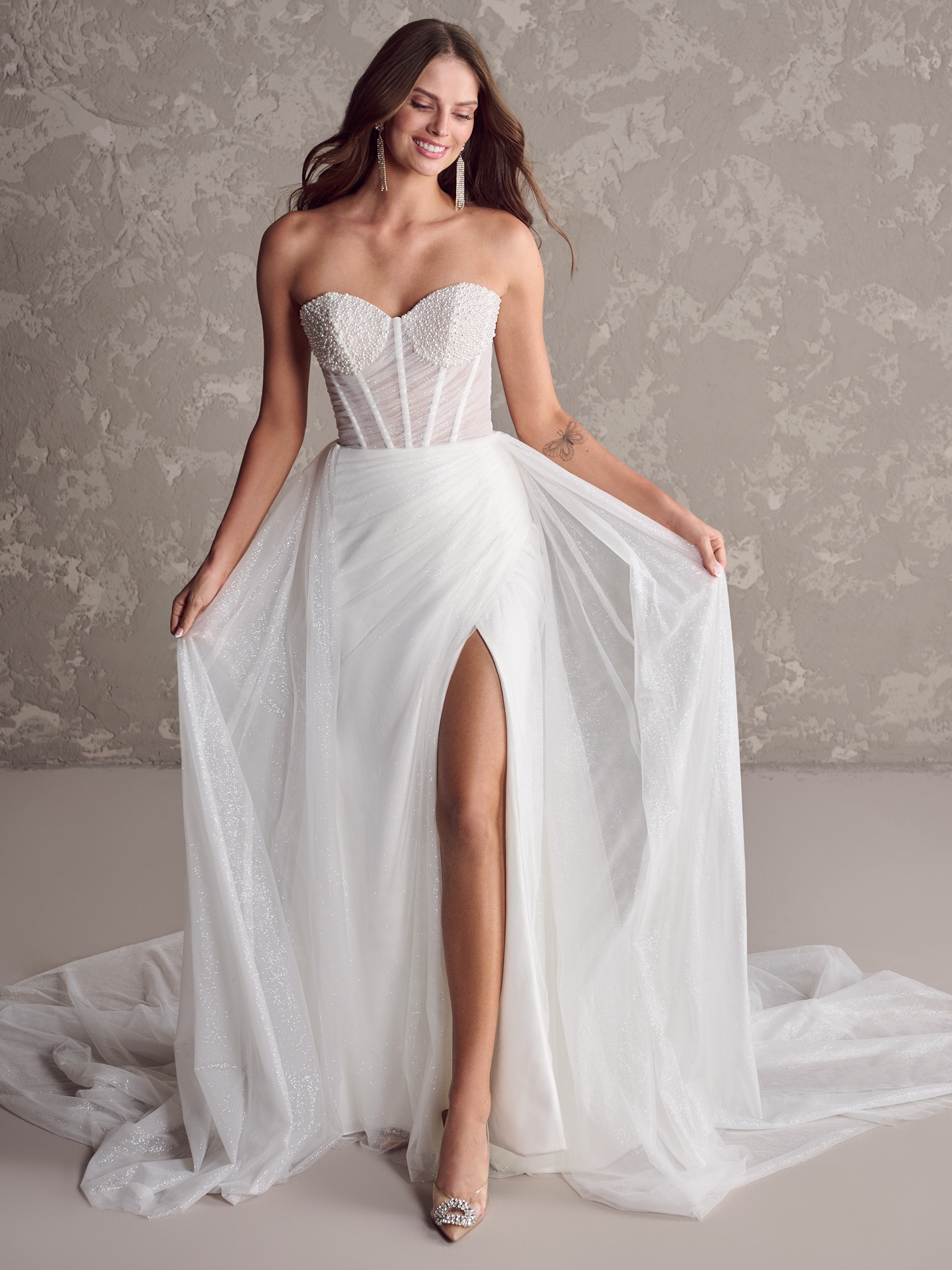 Illusion Corset Crepe Sheath Wedding Dress
