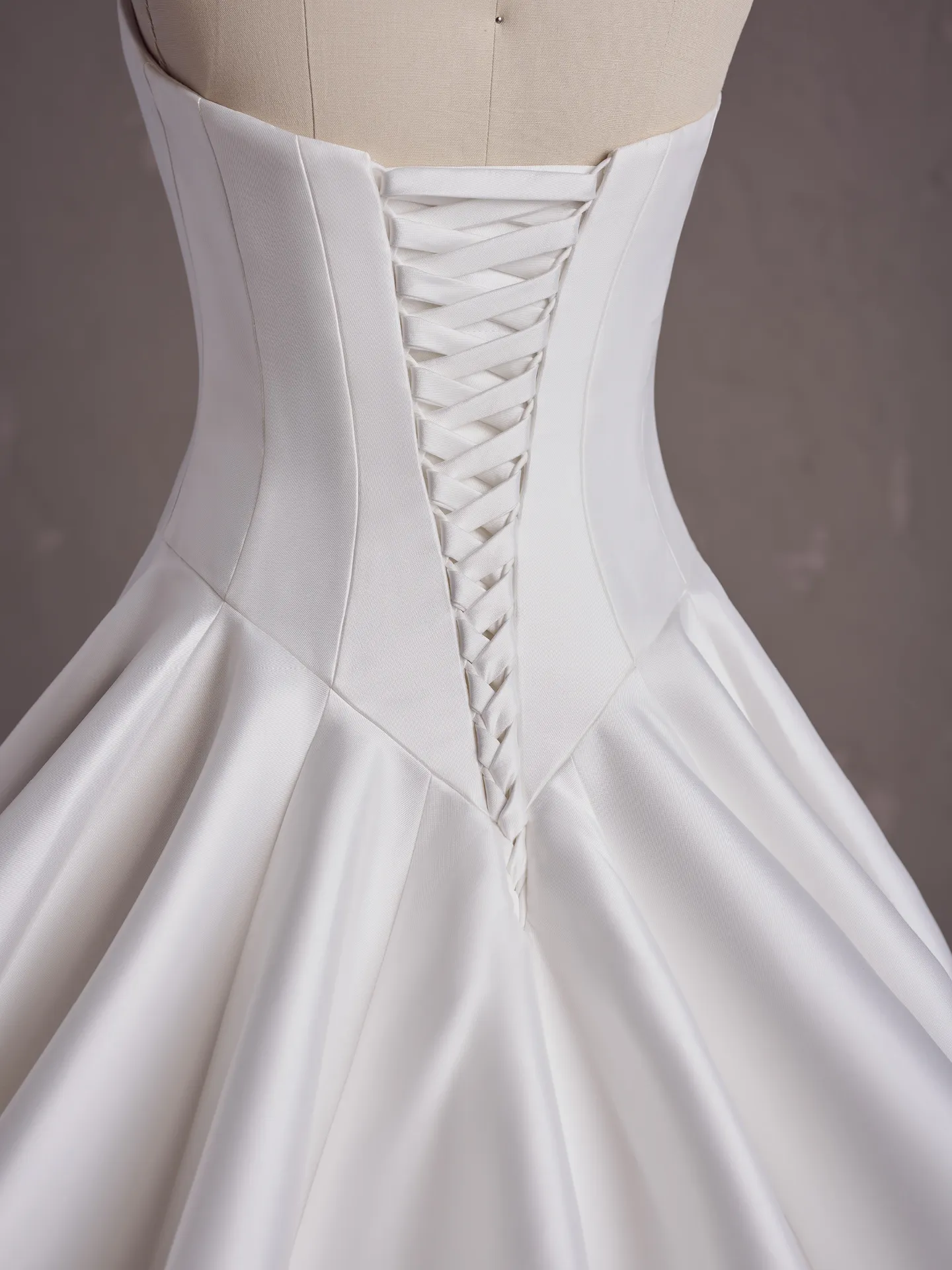 Emmanuelle back view, strapless laced corset detail, Maggie Sottero wedding dress.