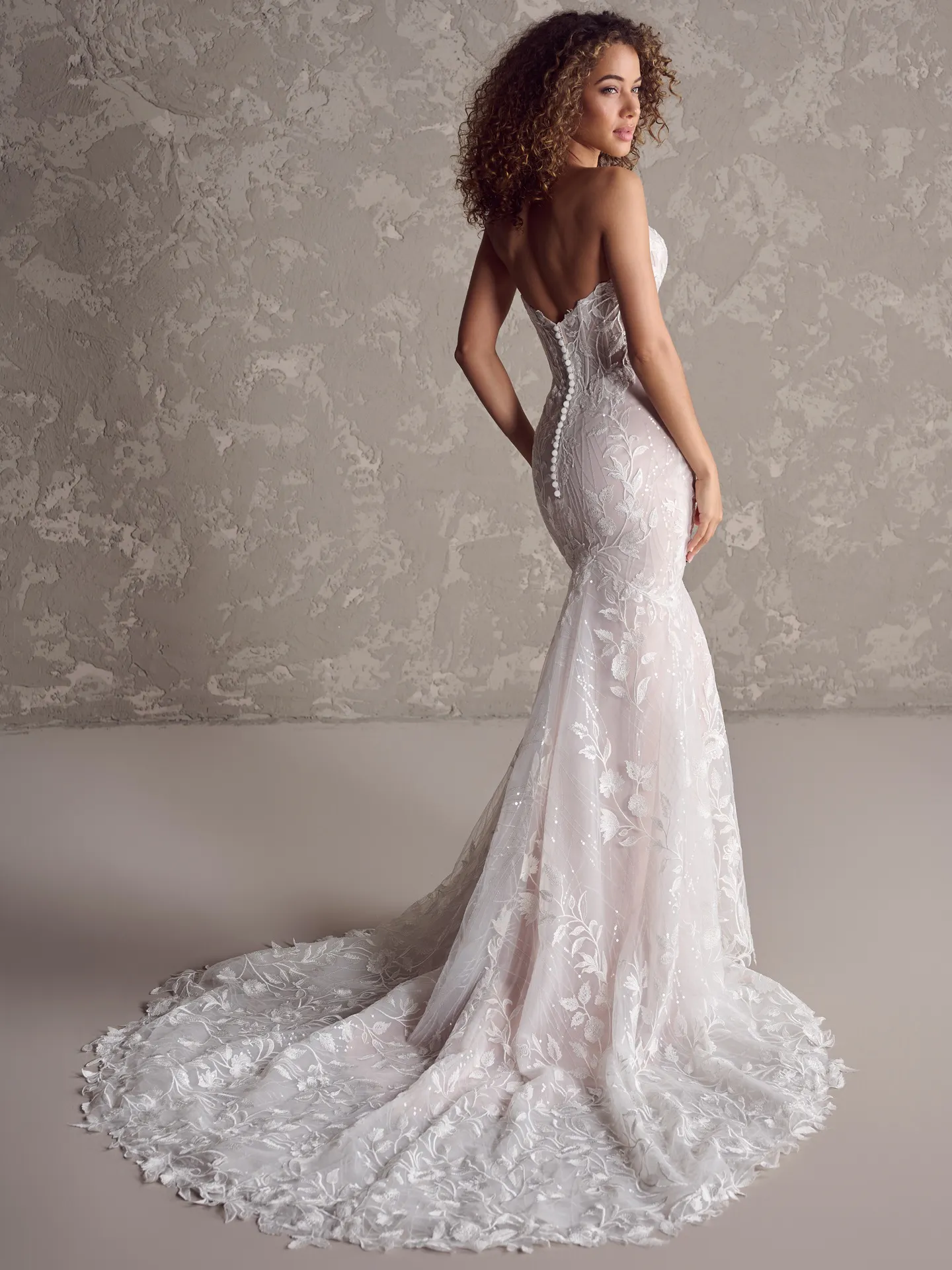 Maggie Sottero Fairchild back view sequin lace bridal gown