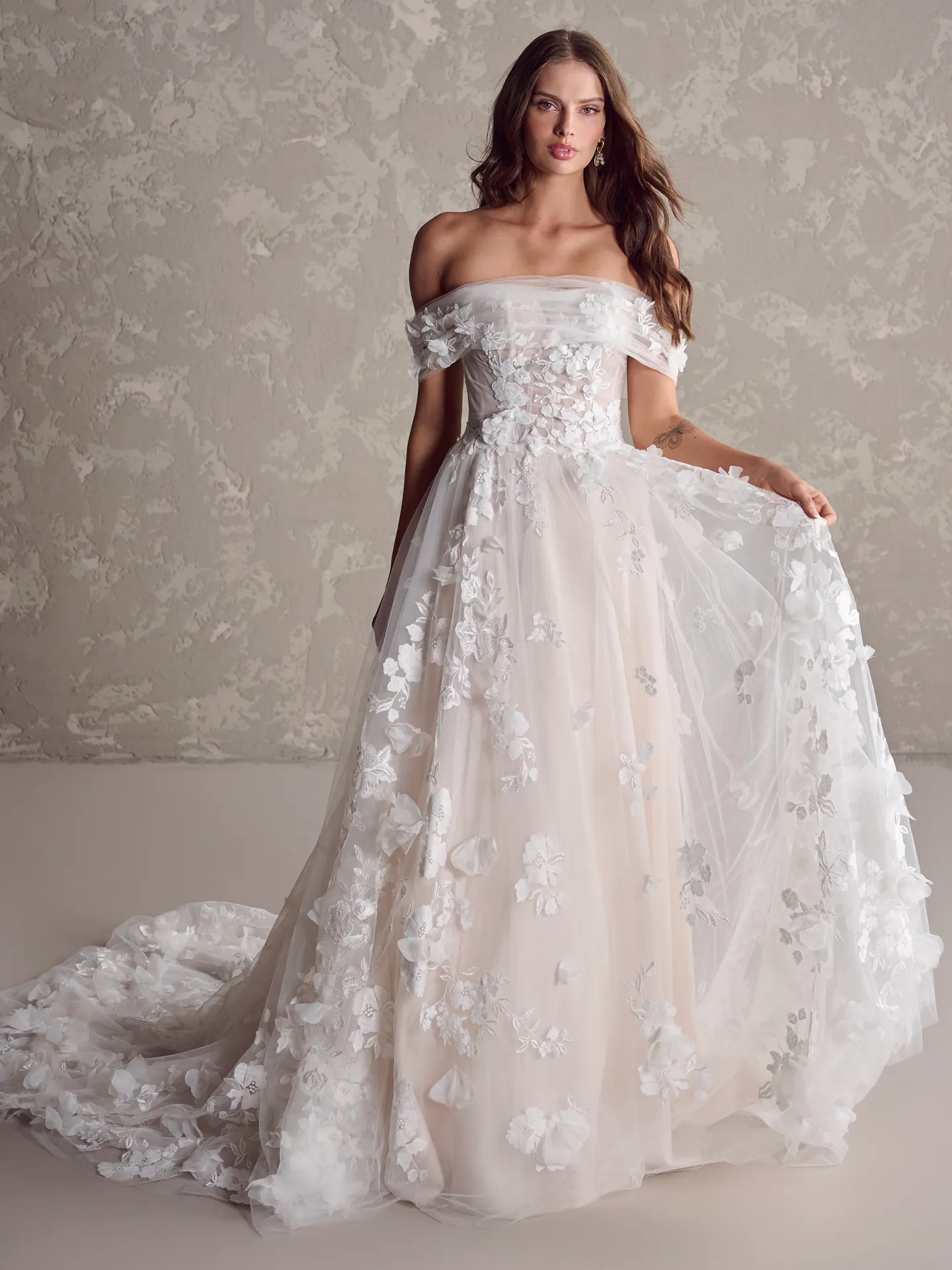 Maggie Sottero Laila 3D floral wedding gown front view