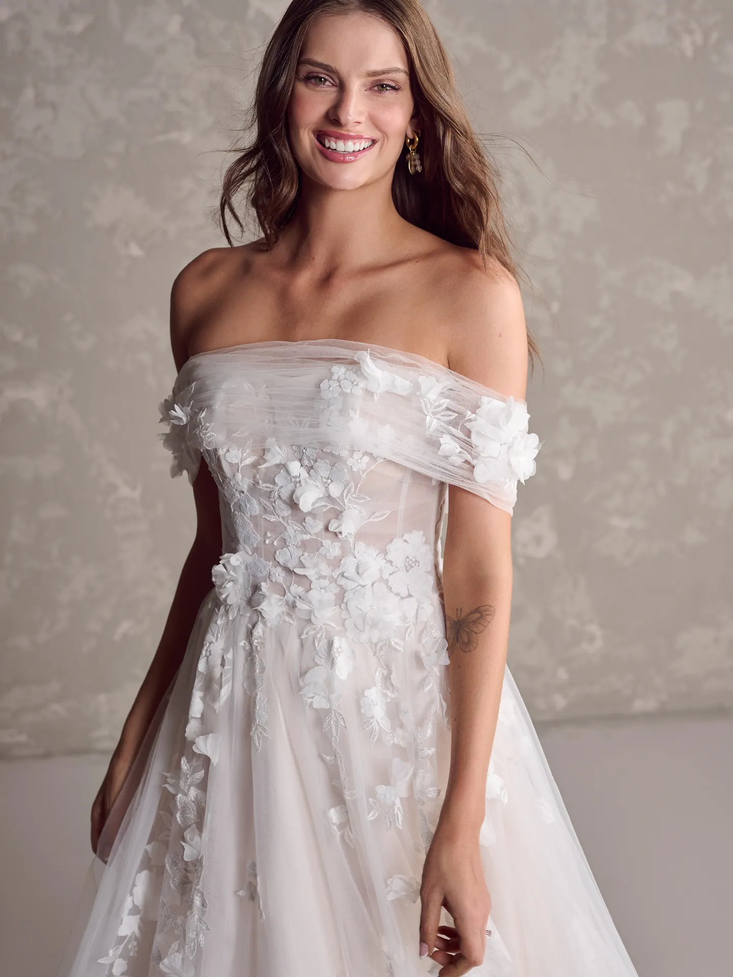 Maggie Sottero Laila 3D floral gown front view