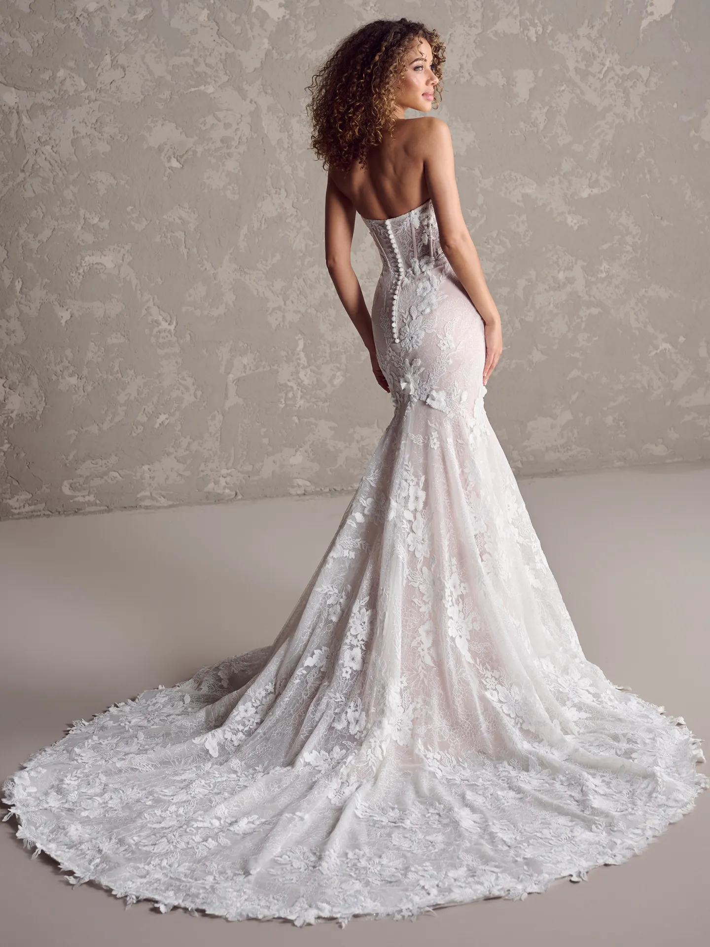 Ortensia glamorous lace bridal dress back view Maggie Sottero