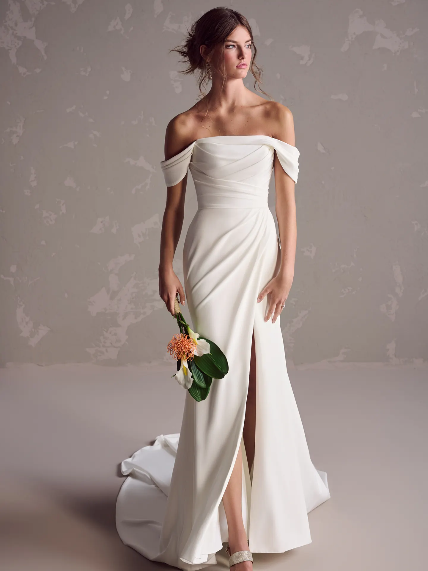 Maggie Sottero crepe wedding dress front view