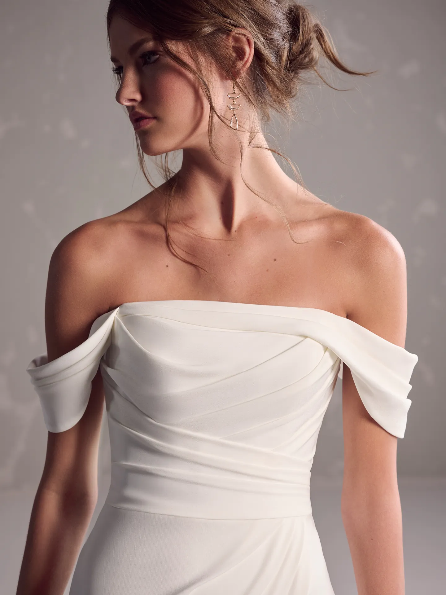 Maggie Sottero off-shoulder wedding dress front view