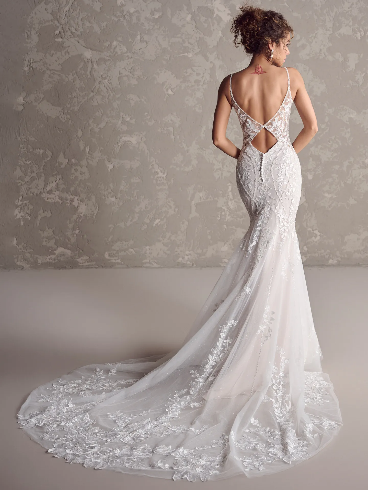 Sydney lace wedding dress back view with hip dips Maggie Sottero