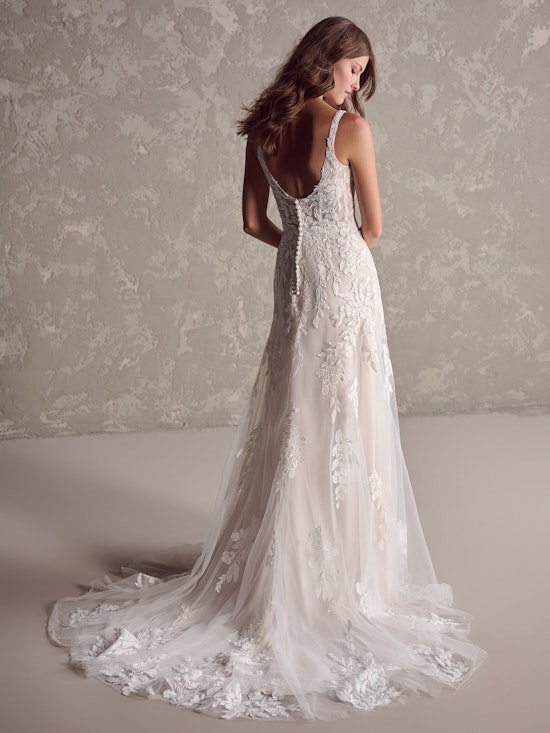 Alanis Plunging V-Neck Floral Bridal Gown | Rebecca Ingram