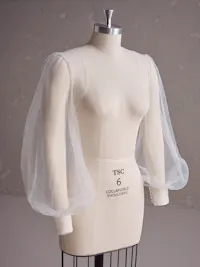 Long And Simple Bishop Wedding Dress Sleeves With Wrist Button Closures