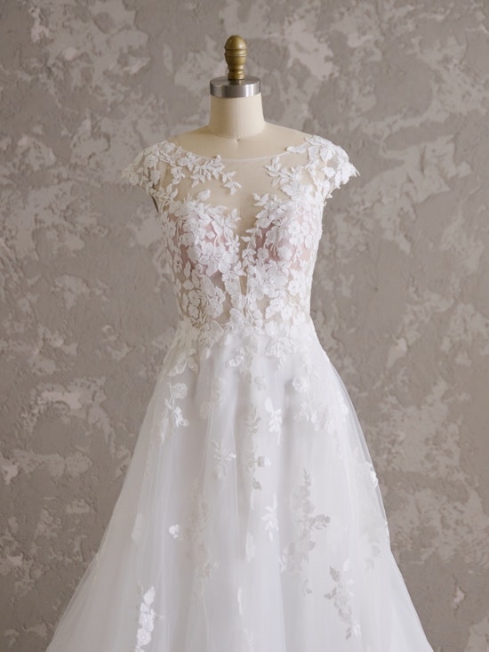 Benicia Short Sleeve Floral Wedding Gown | Rebecca Ingram