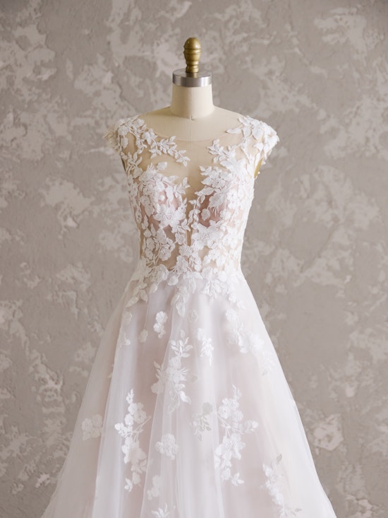 Benicia Short Sleeve Floral Wedding Gown | Rebecca Ingram