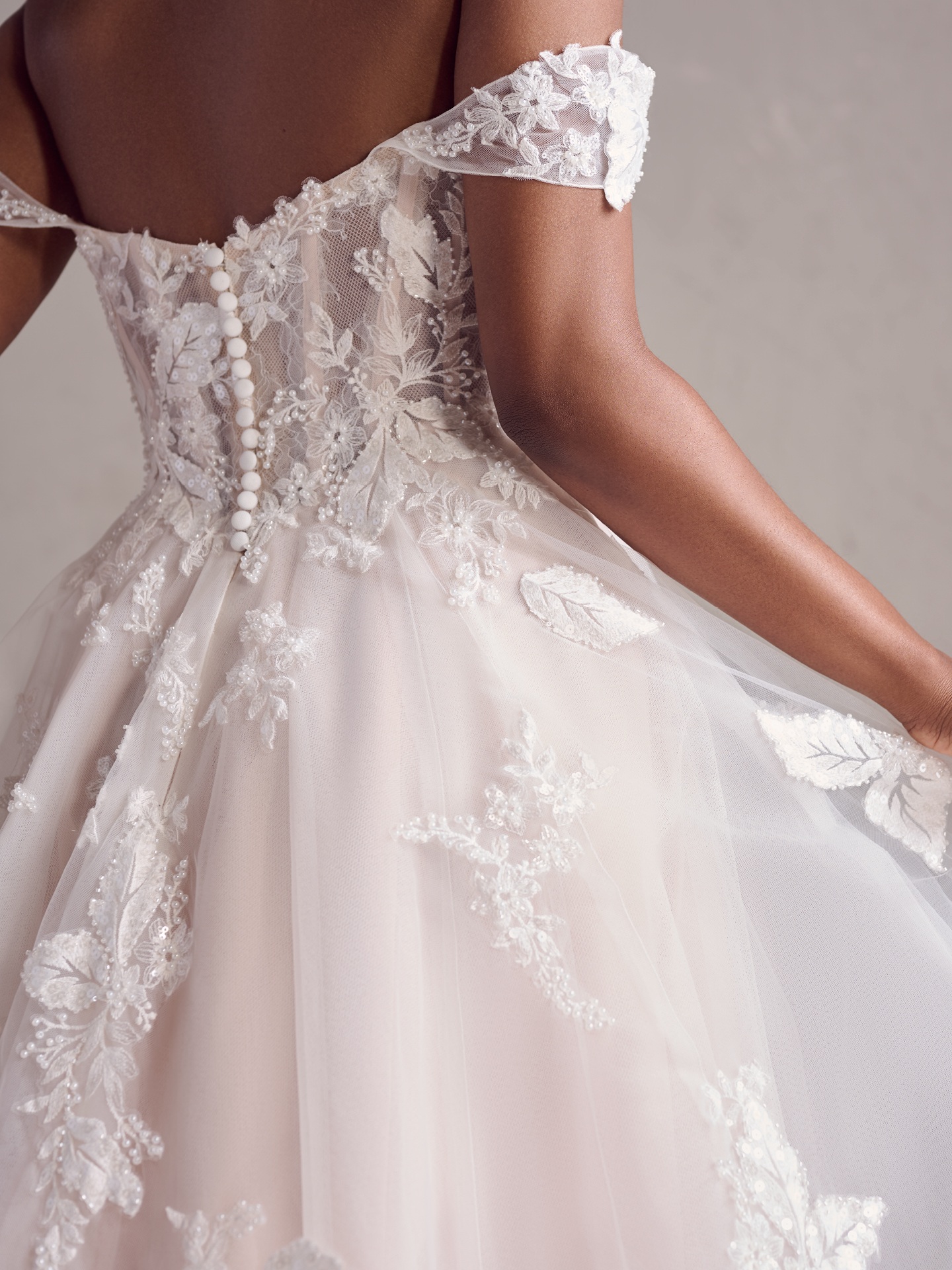 Janice Sequined Beaded Floral Wedding Dress | Rebecca Ingram
