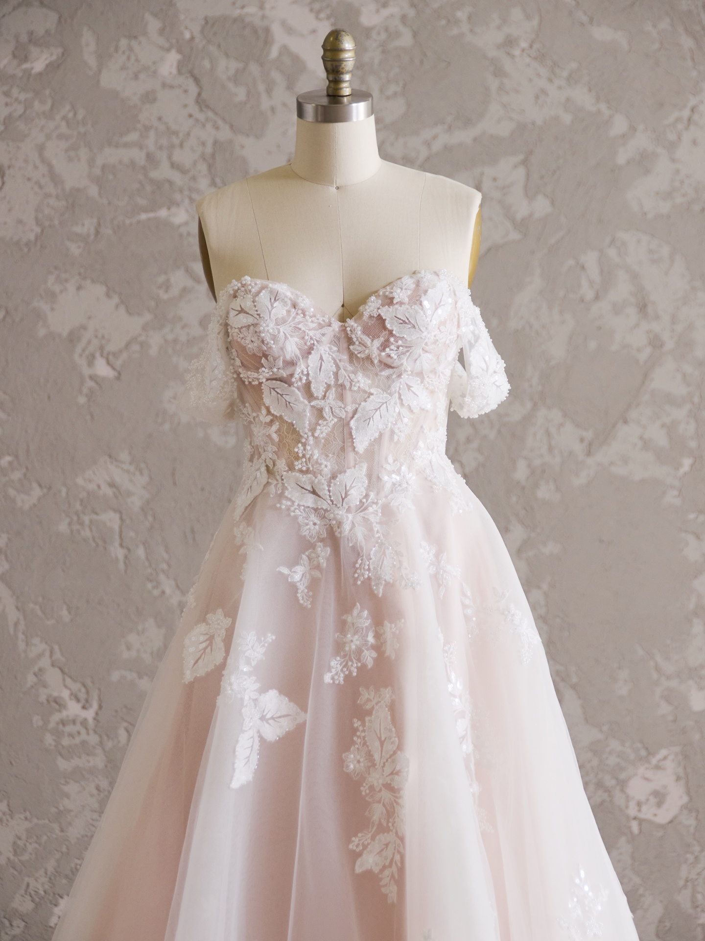 Janice Sequined Beaded Floral Wedding Dress | Rebecca Ingram