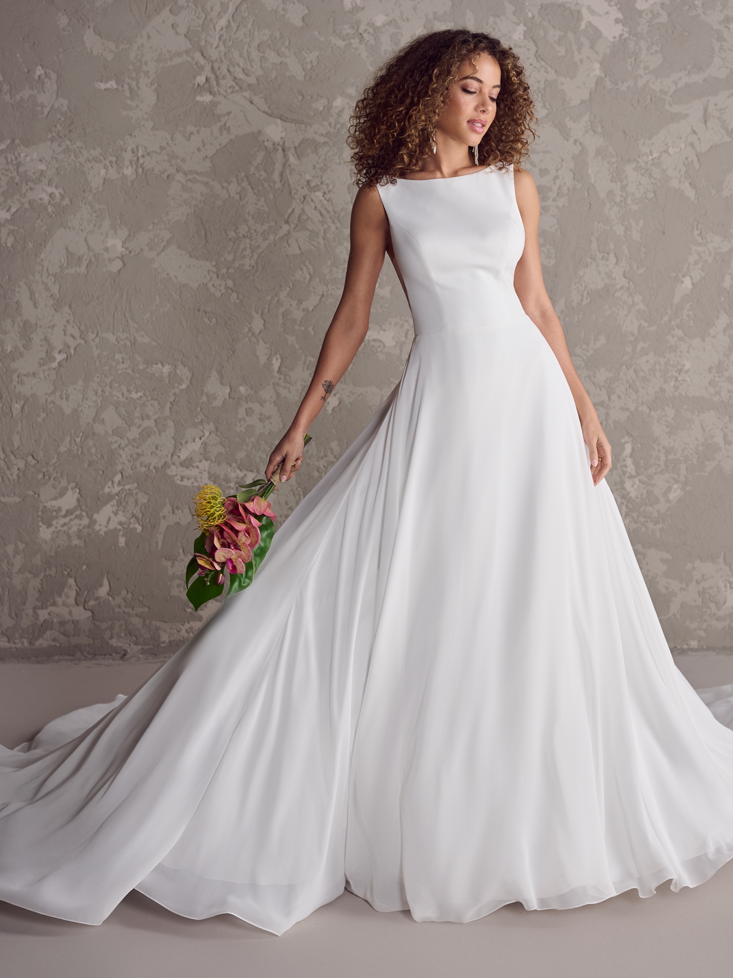 2023 New Shoulder Wedding Dress Simple Satin Dreamy Court Train A-line  Bridal Gown - Wedding Dresses - AliExpress