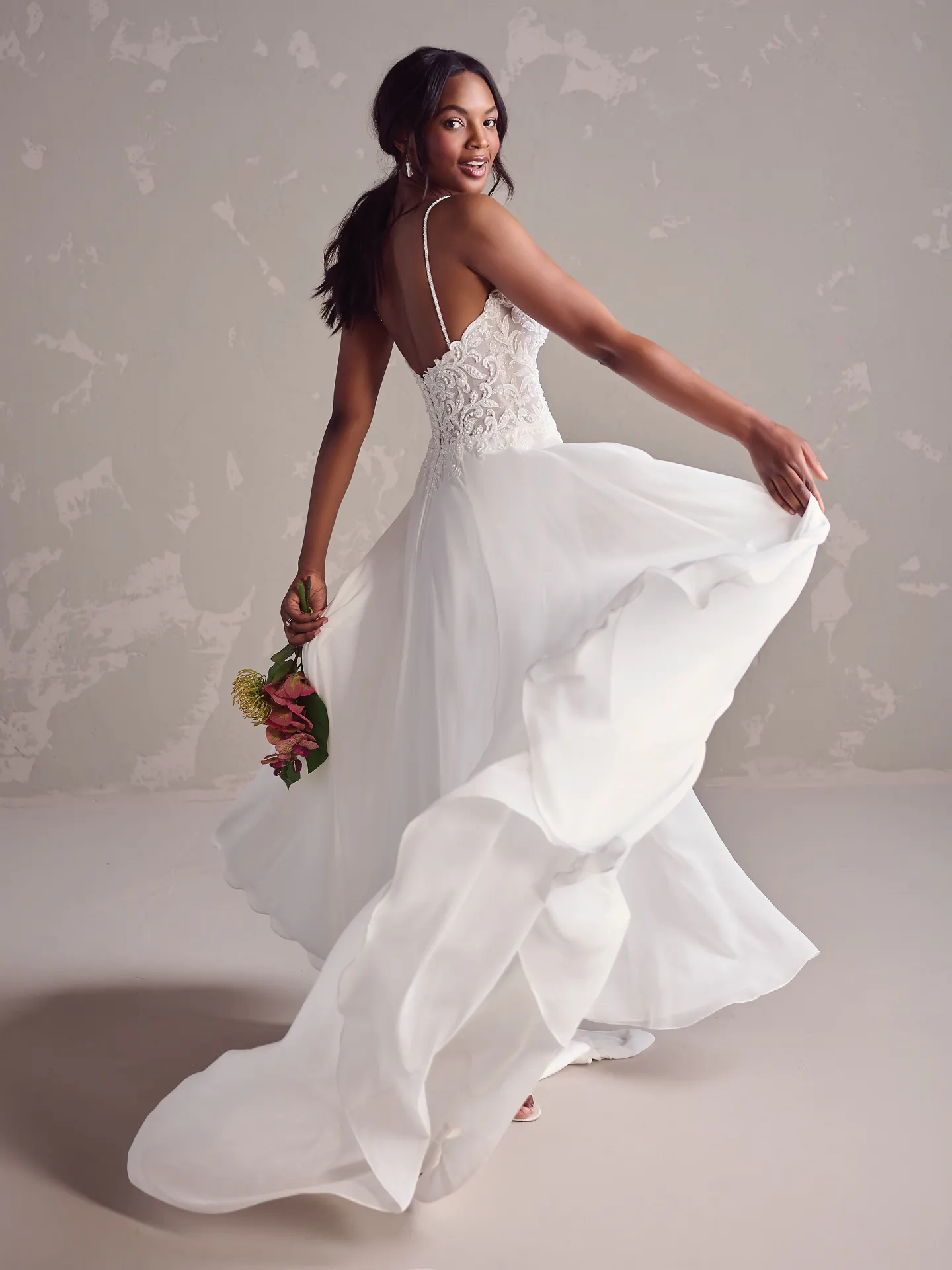 Poppy Plus Size Chiffon Wedding Dress | Rebecca Ingram