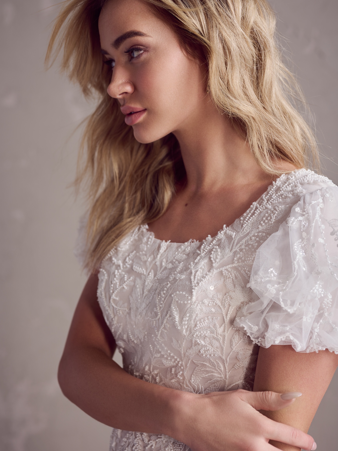 Sonya Modest Scoop Neckline Wedding Dress | Rebecca Ingram