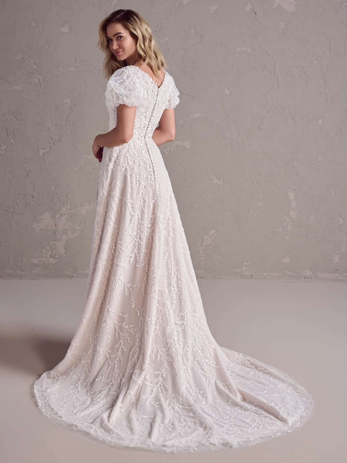 Rebecca Ingram Sonya back view scoop neckline wedding dress