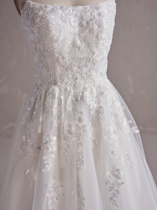 Ventura Silver Lace A-Line Wedding Dress | Rebecca Ingram